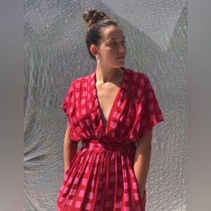 Osei Duro Sampa Wrap Dress in Batik Red Queen Me NWOT